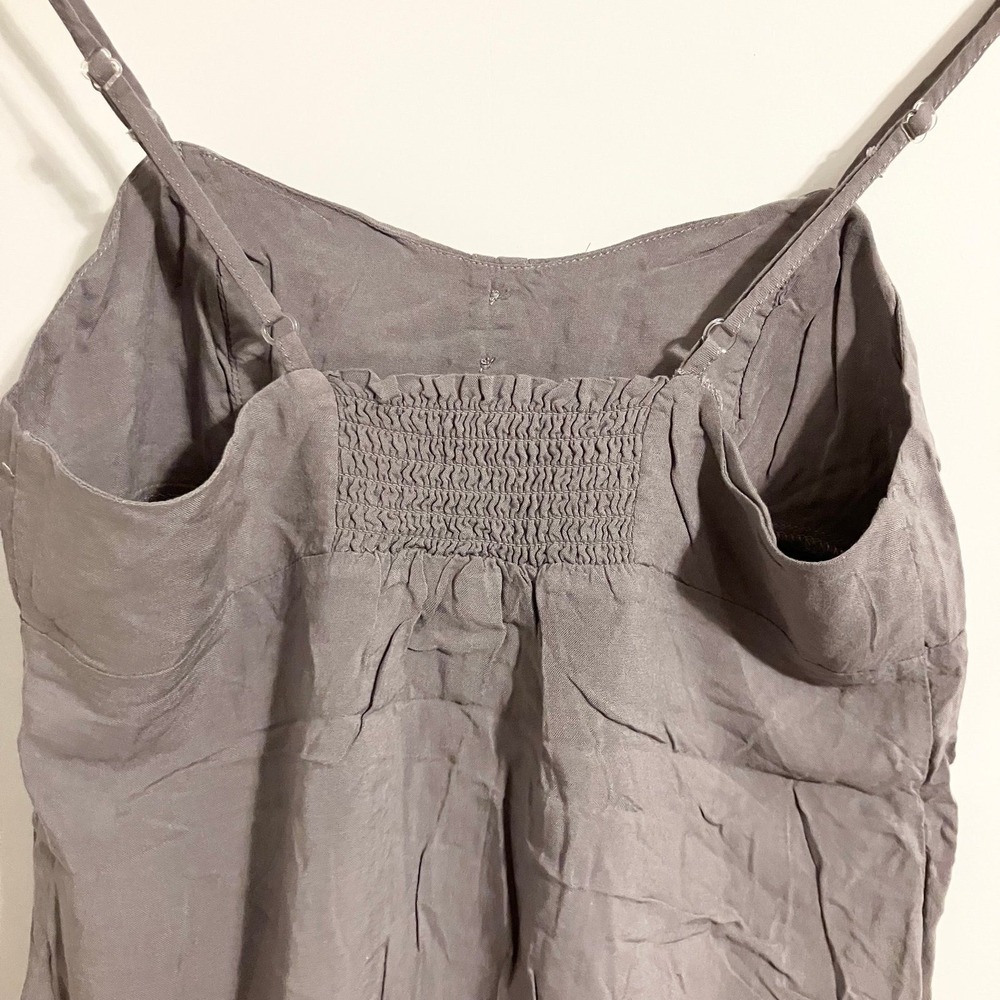 Kirra gray camisole tank top lace-trimmed button detail spaghetti strap Sz M - Picture 7 of 11